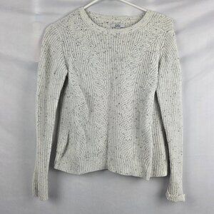 Croft & Barrow Speckled White Cable Detail Cotton Sweater, PS